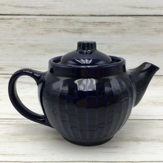 Vintage Monmouth Pottery Ceramic Cobalt Blue Teapot