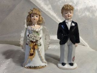 Lovely Vintage 50s Lefton Fine China Bride Groom Figurines Cake Toppers