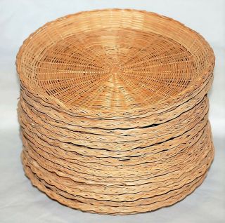 Vintage Wicker Bamboo Paper Plate Holders Natural Color 16 10 " Wide