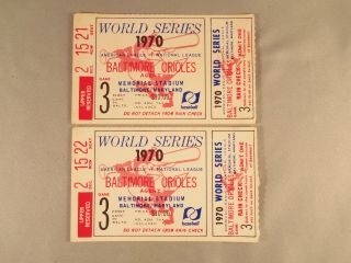 Vintage 1970 Baltimore Orioles World Series " Game 3 " Tickets - 2 Tickets