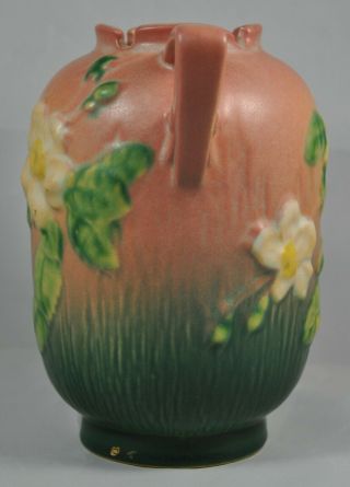Vintage Roseville Pottery WHITE ROSE PINK 2 - Handled Vase 3