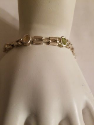 Vintage Sterling Silver Multi Gemstone Bracelet Peridot,  Citrine,  Topaz.  Fas 925