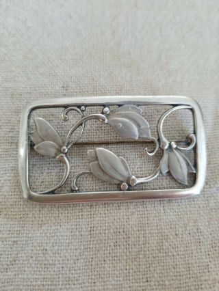 Vintage Brooch Pin 925 Sterling Silver Art Nouveau Deco Signed Llc Floral Jewel