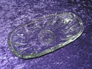 Vintage Clear Pressed Glass Scalloped Starburst Relish Bowl Plate Serving Dish