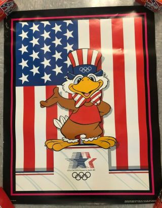 1984 Vintage Los Angeles Summer Olympics Poster Uncle Sam Eagle 22x36 "