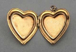 Vintage Gold Filled Fancy Engraved HEART LOCKET Pendant 5.  2 Grams KD Mono Estate 5