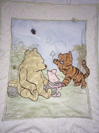 Vtg Htf Classic Winnie The Pooh Crib Quilt Comforter Blanket Classic Butterfly