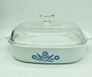 Vintage Corning Ware A - 10 - B Blue Cornflower Casserole Dish 2.  5 Liter - With Lid.
