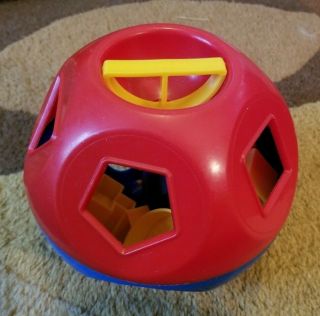 Vtg Tupperware Shape O Ball Sorter Complete Red & Blue Educational Toy