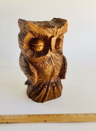 Vintage Carved Monkey Pod Wood Owl Alii Of Waikiki Mid Century ;tiki Witco Era