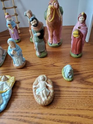 VTG Wee Crafts painted LITTLE PEOPLE NATIVITY SET 14 Piece 1202 5