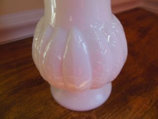 Vase - Vintage White Milk Glass 9 " Tall - 13 " Around - Design - Exc Cond.