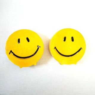 Vintage Yellow Smiley Happy Face Salt And Pepper Shakers 3 " Tall Made In Japan