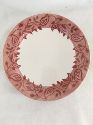 Corelle 10 3/8 " Red Floral Rim Set Of 7 Vtg Usa Made Dinner Plates