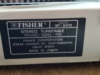 ♪ VTG Fisher Turntable MT - 6410 Studio Standard Belt Drive In Orig Box ♪NIB♪NOS♪ 6
