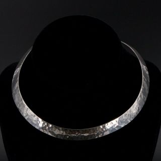 Vtg Sterling Silver - Mexico Taxco Hammered 14.  25 " Collar Choker Necklace - 33g