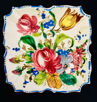 Vintage Hand Painted Floral Art Plate Italy.  (1145).