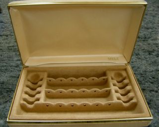 Vintage Mele Jewelry Box Hard Case Retro Style Beige Velvet Travel Case Lovely