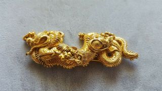 Alva Studios Repo Vintage Dragon Brooch In Gold Tone,  Very Unusual