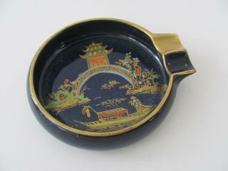 Vintage Carlton Ware Bleu Royale Handpainted Chinaland Pagoda Ashtray Pin Dish