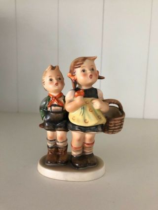 Vintage Goebel Mi Hummel " To Market " Boy And Girl With Basket & Flower 49 3/0