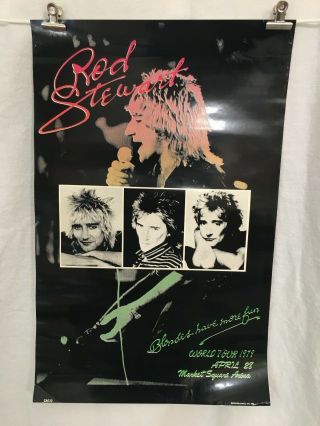 Vtg Rod Stewart Concert Poster Blondes Have Fun Market Square Arena Apr 28 1979