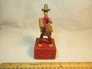 Vintage Bronco Bill Cowboy On Horse By Kohner All Wood Push Puppet Wooden Square