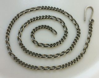 Old Vintage 720 Mexico Coin Silver Chain 720 Silver Figaro Style 11.  5 Grams 17 "