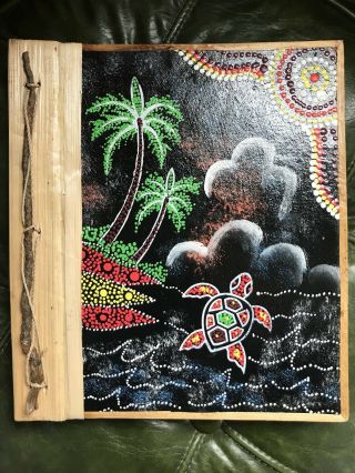 Large Vtg Souvenir Scrap Book Palm Tree Album Sea Turtle Tropical Beach Hawaii