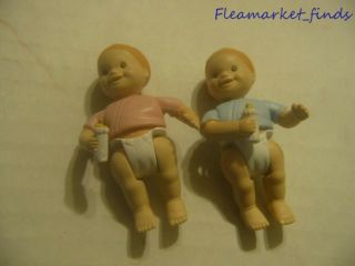 Vintage Fisher Price Loving Family Dolls Twin Baby Boy & Girl Figures Babies Htf