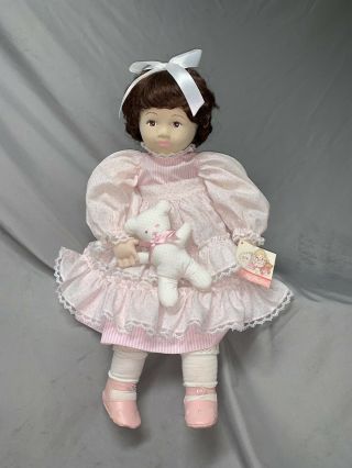 Vtg Cloth Doll W/teddy Bear “ Dolls By Pauline” 1985 Pauline Bjonnes Jacobsen
