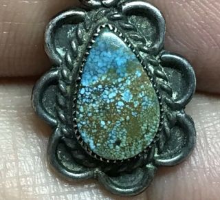 Old Pawn Vintage Navajo Spiderweb Turquoise Sterling Silver Small Pendant