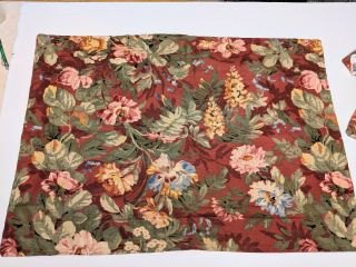 2 Vintage P Kaufman Fabric Pillow Shams Brick Red Floral Professionally Made