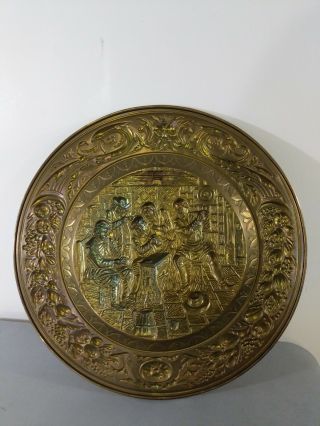 Vintage - Large - Brass - Wall - Hanging - Plate - Platter - 22 DIAMETER Made in England 5