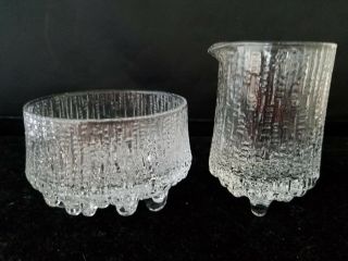 Vintage Clear Glass Creamer 3 1/4 " H And Open Sugar Bowl 3 " D 2 1/4 " H