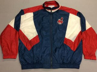 Vintage 90s Cleveland Indians Starter Chief Wahoo Light Jacket Mens Xxl 2xl