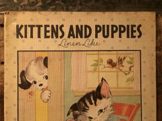 KITTENS AND PUPPIES LINEN LIKE BY RUTH E NEWTON 1934 LARGE VINTAGE CHILDREN BOOK 4