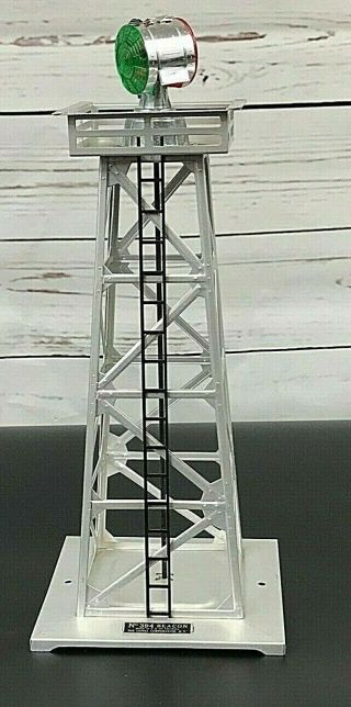 Lionel 394 O Scale Silver Beacon Light Tower Aluminum W/ Signal Complete Vintage