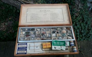 Vintage Sciencecraft Mineralogy Outfit No.  505 Porter Chemical Co Wooden Box