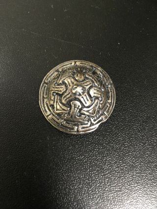 Vintage Celtic Scottish Brooch Pin Round European Silver 835