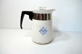 Vintage 1960s Corning Ware Cornflower Stove Top Coffee Percolator 4 Cup