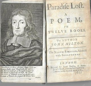 Paradise Lost A Poem In Twelve Books.  By John Milton,  Lon.  1711.  Illustrated.