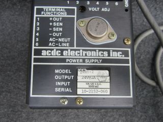 Vintage Acdc Electronics Inc.  Power Supply Model 24n1 - 2 Input 105 - 125vac 24v Out