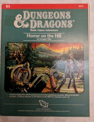 Dungeons & Dragons Module B5 Horror On The Hill Basic Game Adventure Vintage 