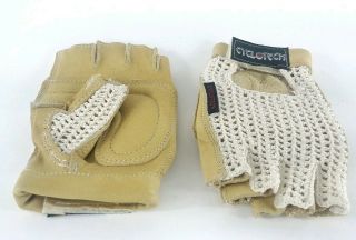 Vintage Cyclotech Size Small Fingerless Leather Palm Cycling Bike Gloves