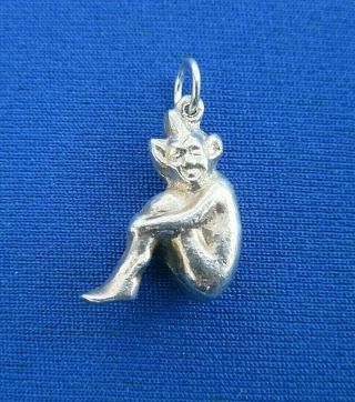 Vintage 925 Sterling Silver Charm Pendant Lucky Pixie 3.  9 G