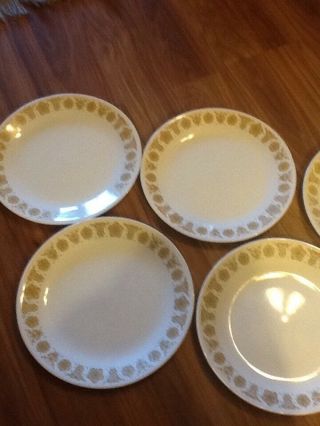 6 Vtg Corelle Butterfly Gold Dinner Plates Corning Dishes Dinnerware 10 1/4 "