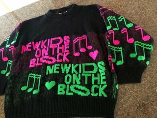 RARE Vintage RAGS - Black Pink Green kids On The Block Music Notes Sweater 4