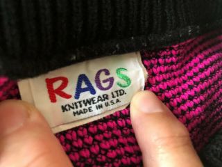 RARE Vintage RAGS - Black Pink Green kids On The Block Music Notes Sweater 5