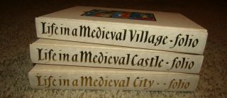 Folio Society Life In A Medieval Village Castle City 3 Vols.  By Gies 2002